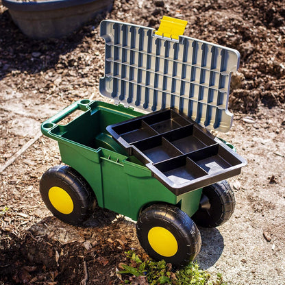 UPP Garten Roll-Sitzbox mit Staufach, ideal auch als outdoor Werkzeugwagen