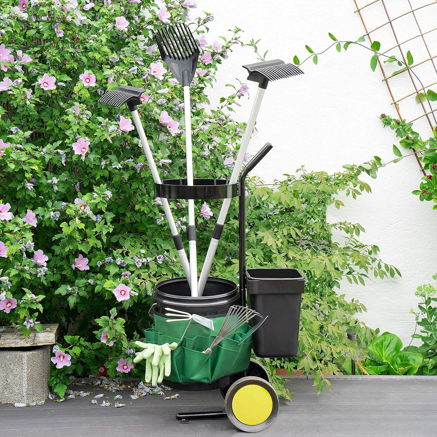 UPP Garten- &amp; Werkzeugtrolley I Transportwagen mit 12 &amp; 20 L Eimer | Gerätehalter und Tasche